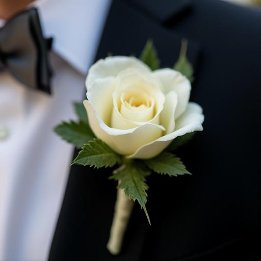 Fiore all'occhiello (boutonnière) per lo sposo.